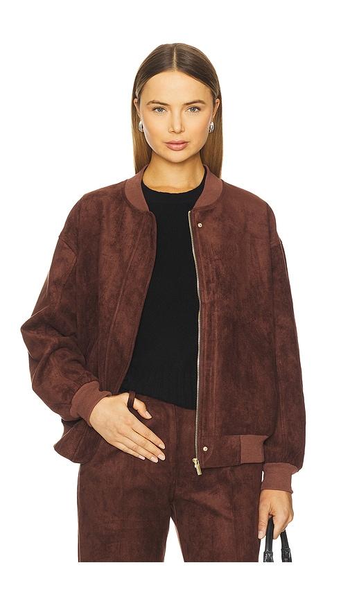 amanda uprichard x revolve vero suede bomber jacket in chocolate. - size l (also in xs, s)