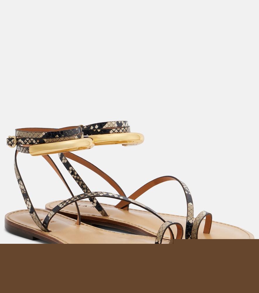 amanu kalahari snake-effect leather sandals