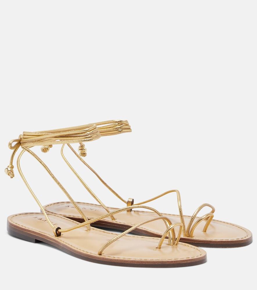 amanu karima metallic leather sandals