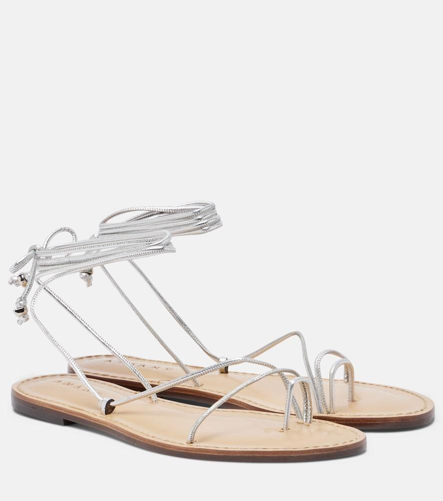 amanu karima metallic leather sandals