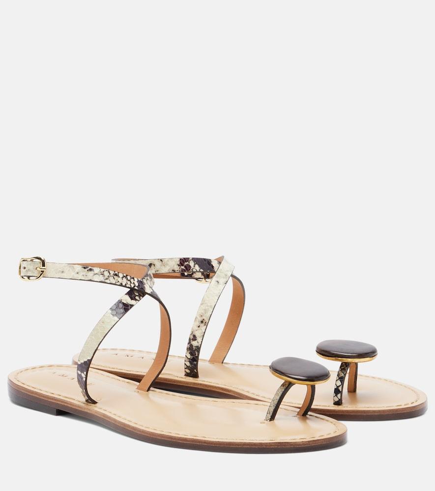 amanu kigali snake-effect leather sandals
