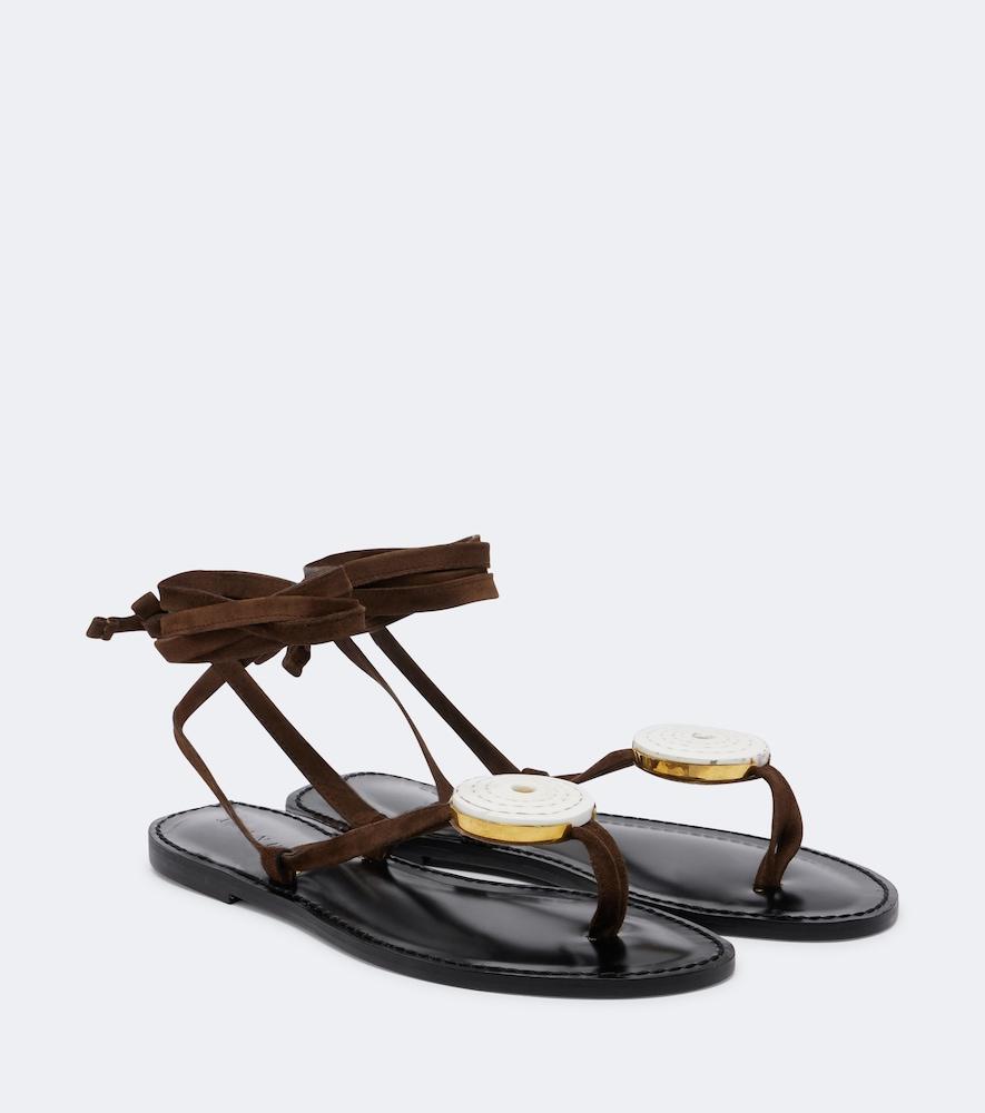 amanu vamizi embellished suede thong sandals