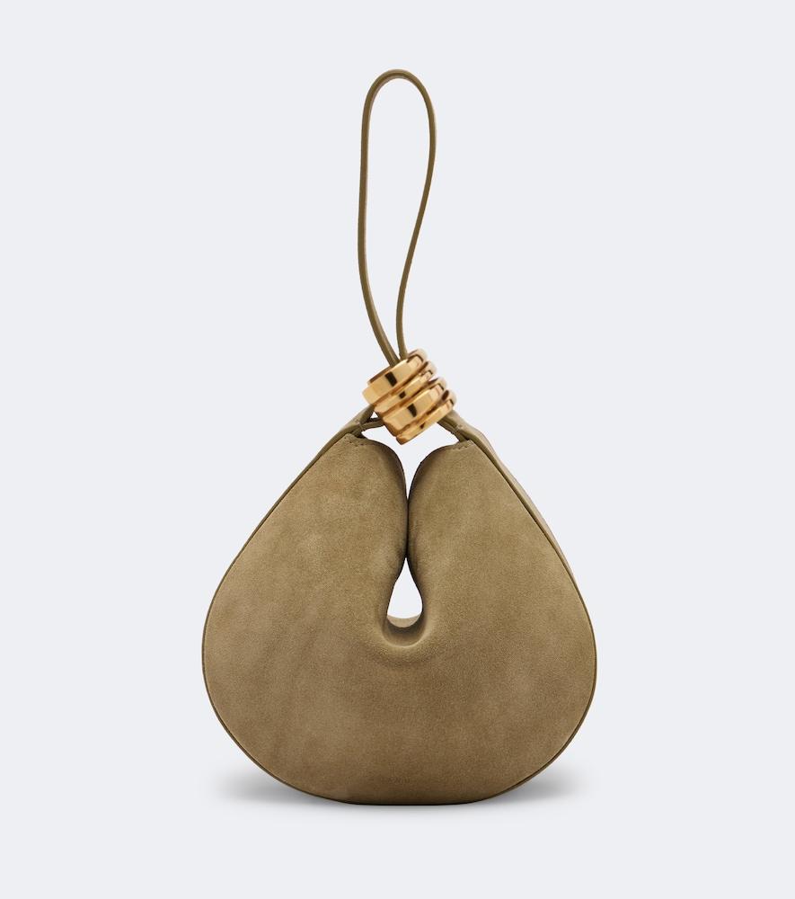 amanu zambia ring small suede top-handle bag