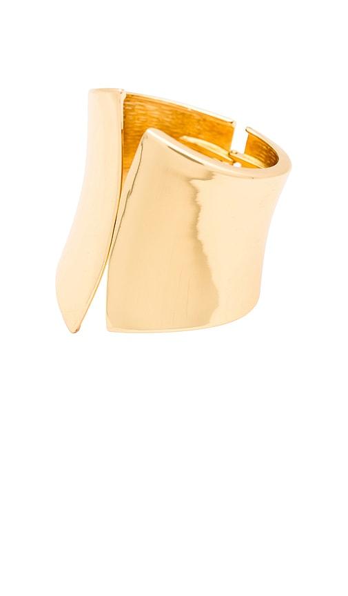 amber sceats cuff bracelet in metallic gold.