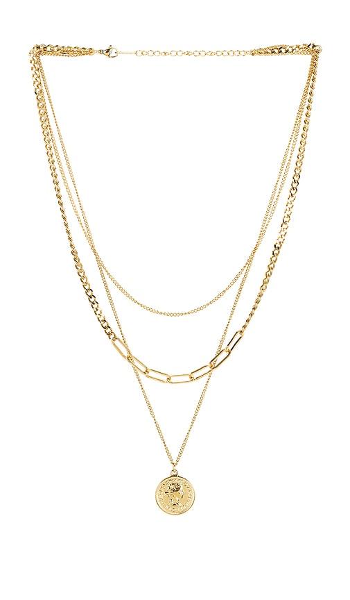 amber sceats felix necklace in metallic gold.