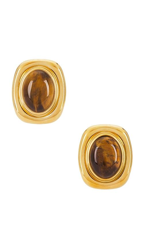 amber sceats miles earrings in metallic gold.
