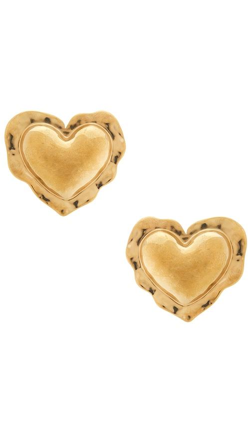 amber sceats sainte earrings in metallic gold.