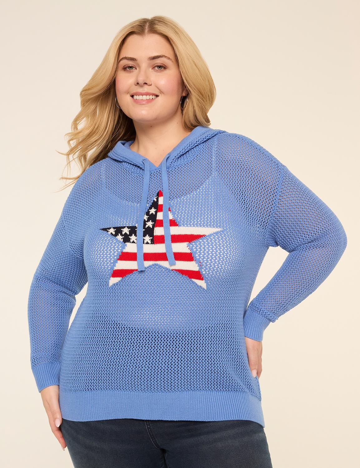 american flag star hooded sweater
