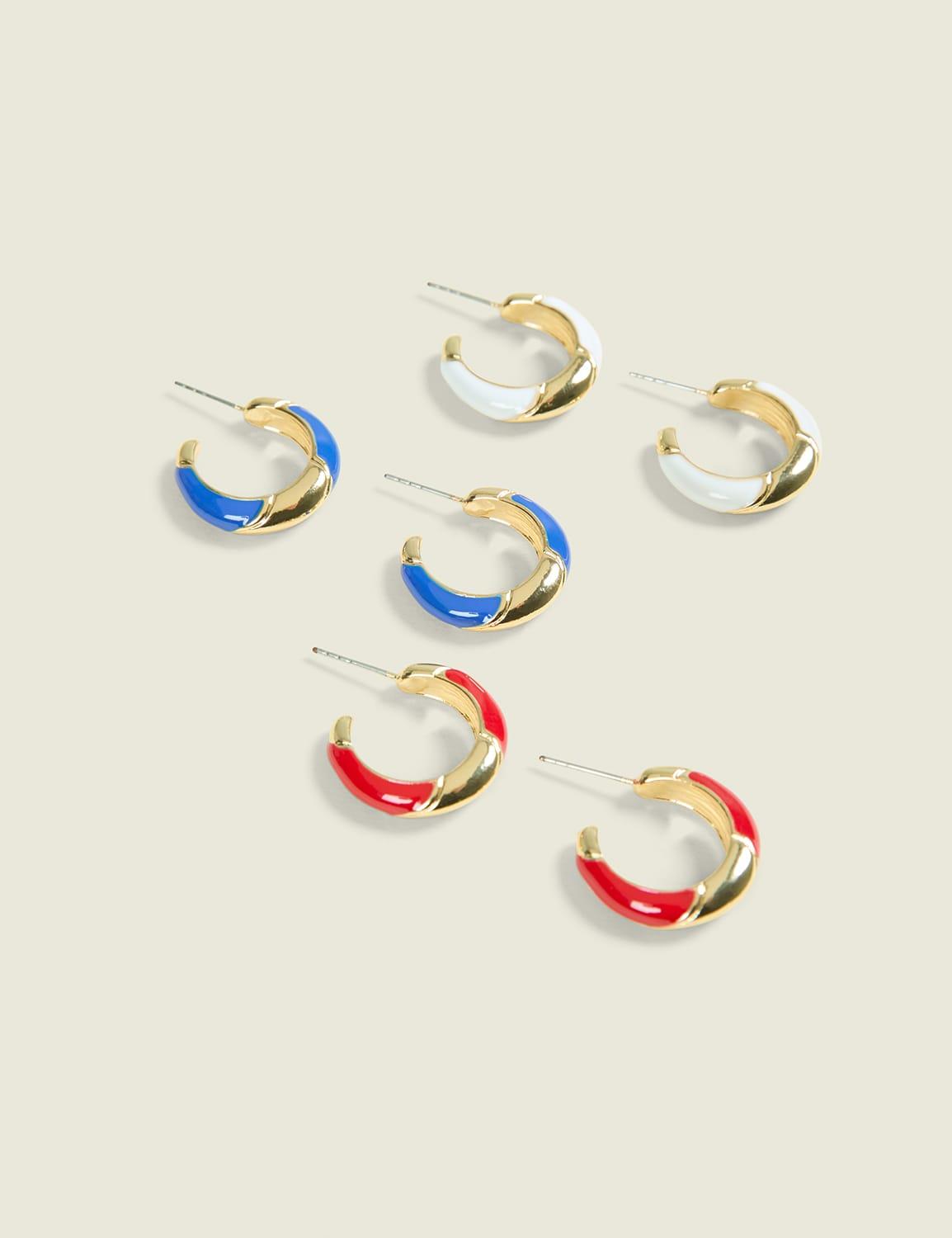 americana hoop earring 3-pack