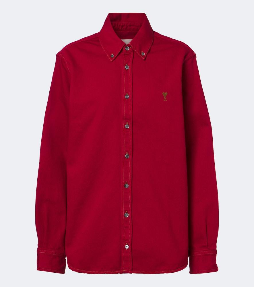 ami paris ami de caur cotton twill shirt