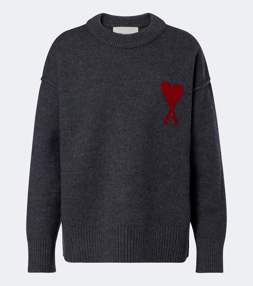 ami paris ami de caur virgin wool sweater