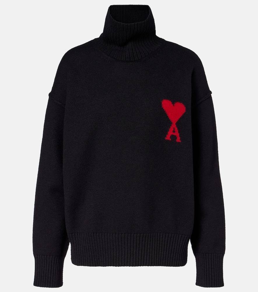 ami paris ami de caur virgin wool turtleneck sweater