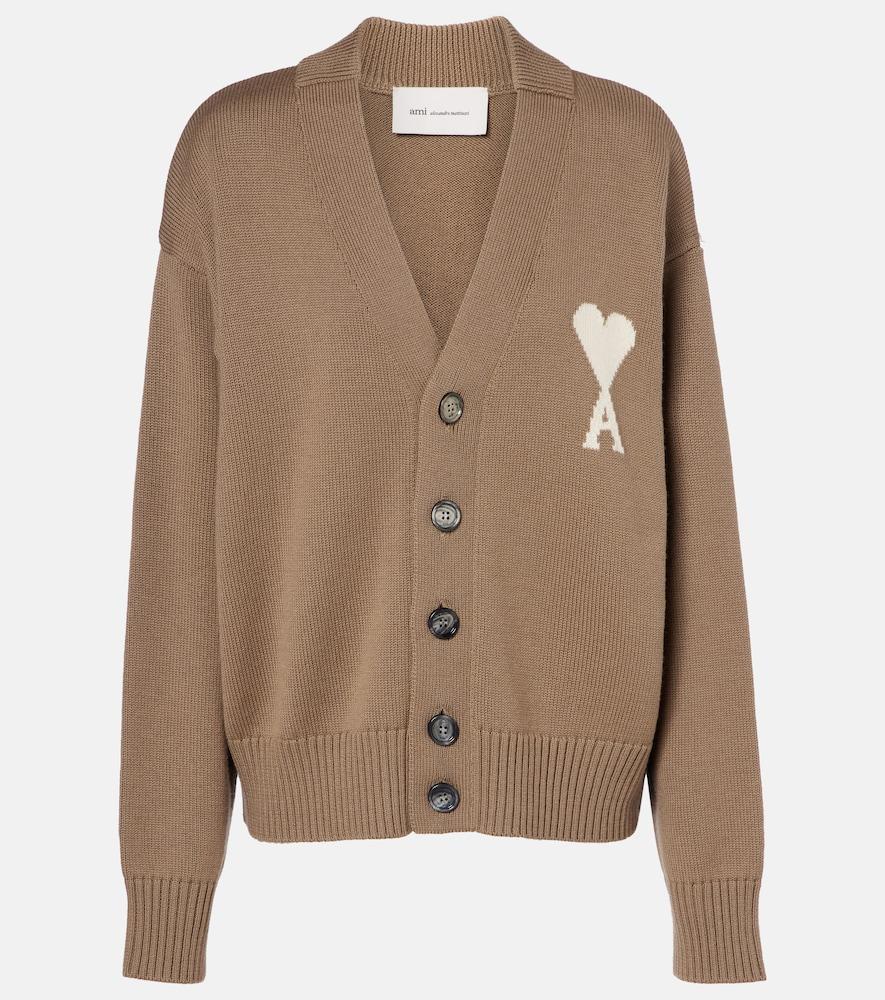 ami paris ami de caur wool and cotton cardigan