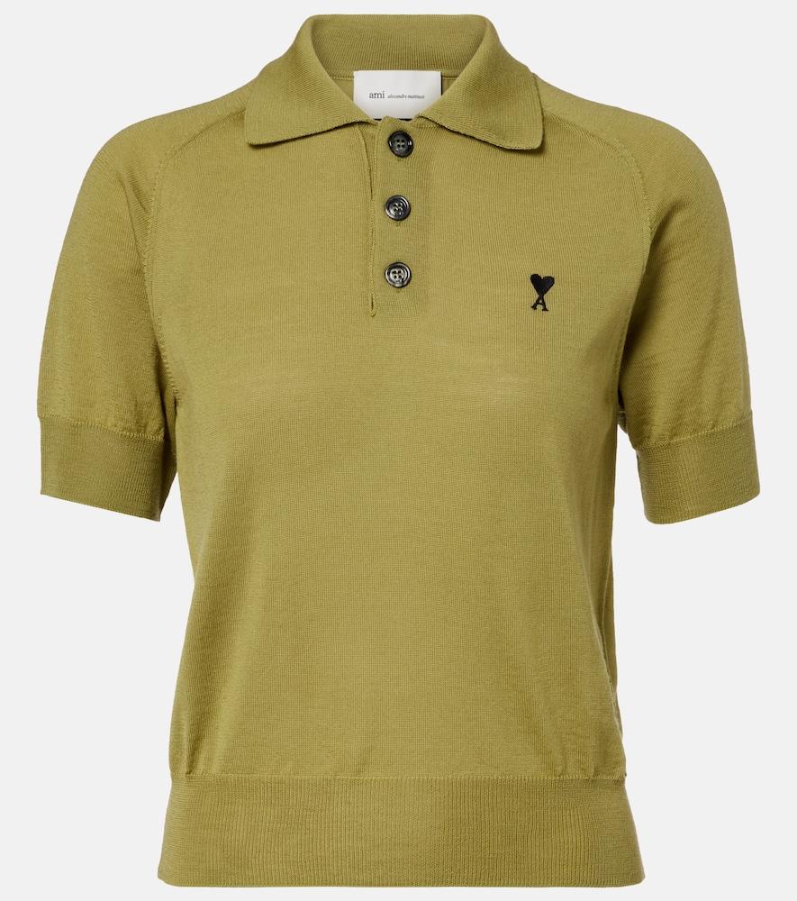 ami paris ami de caur wool polo shirt