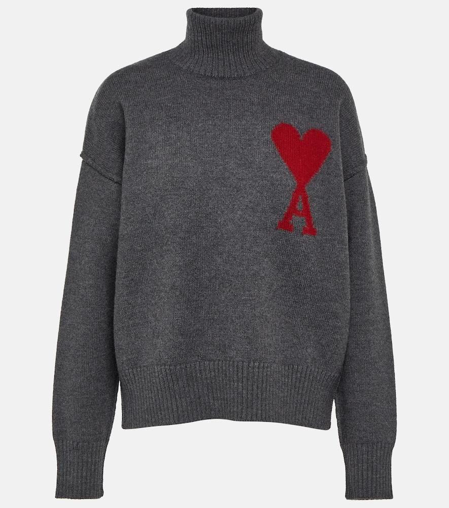 ami paris ami de caur wool turtleneck sweater
