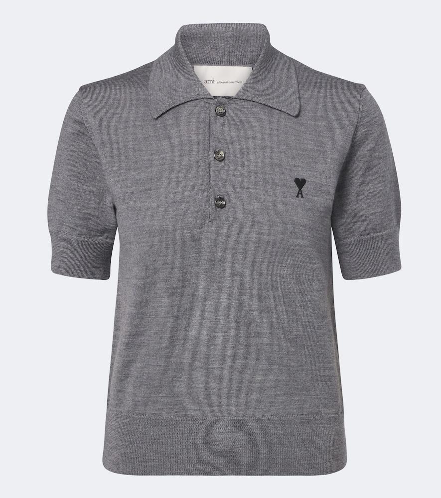 ami paris ami de coeur wool polo shirt