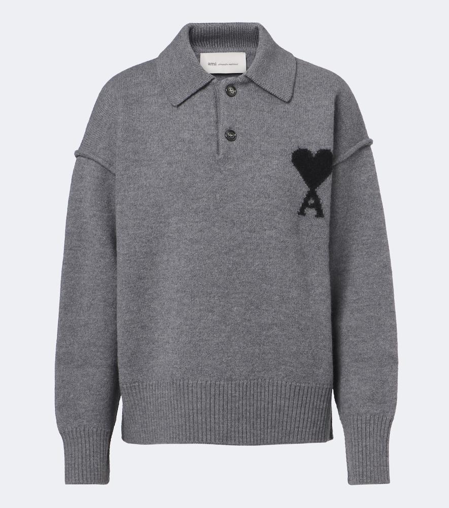 ami paris ami de coeur wool polo sweater