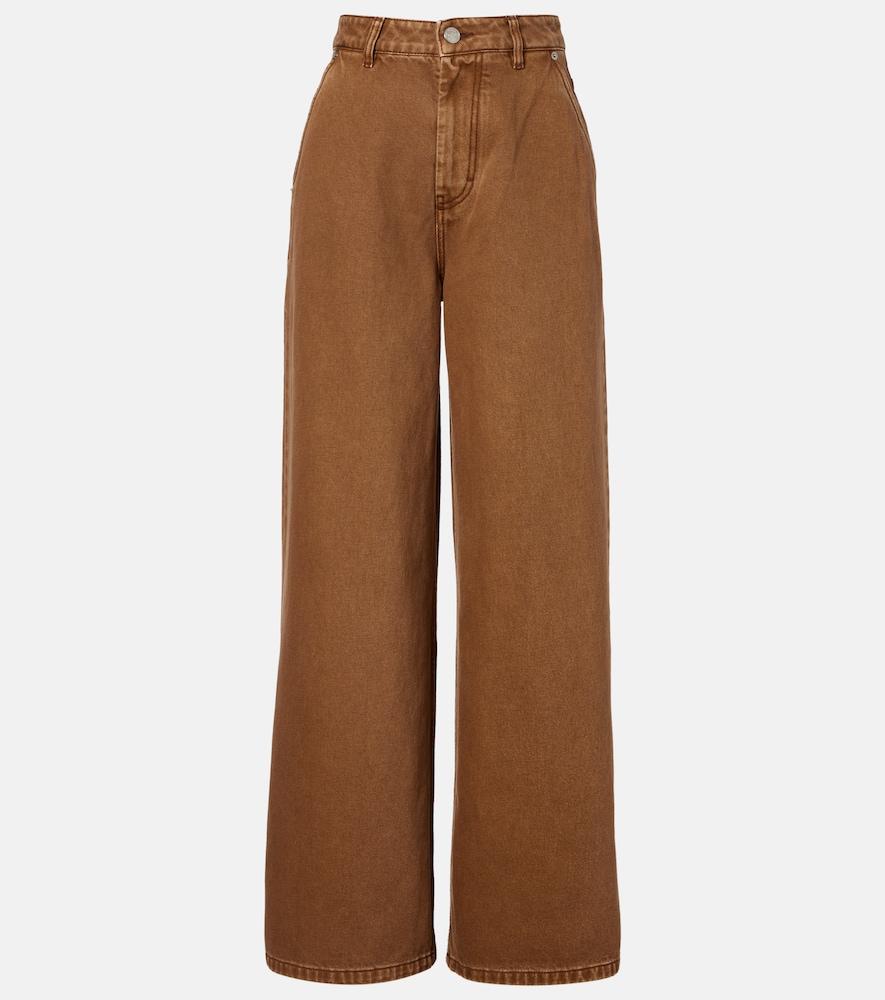ami paris cotton twill wide-leg pants