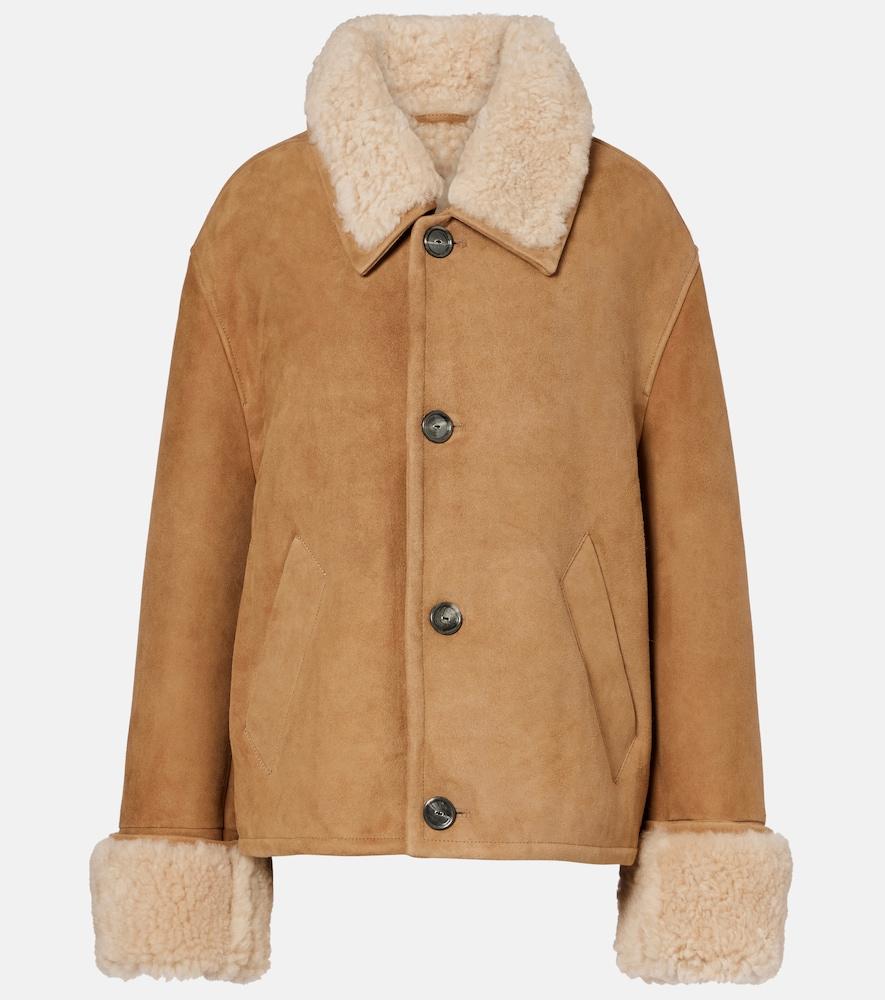 ami paris shearling-trimmed suede jacket
