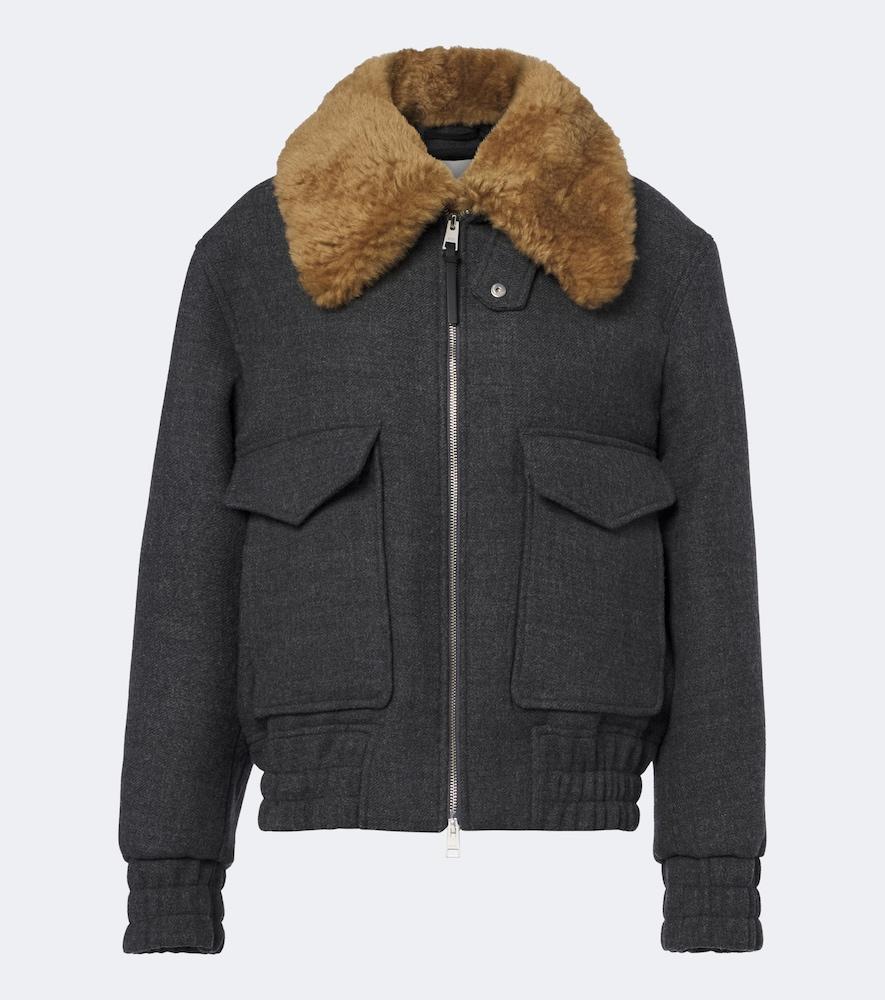 ami paris shearling-trimmed virgin wool blouson jacket