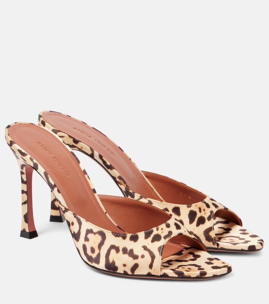 amina muaddi alexa 95 leopard-print satin mules