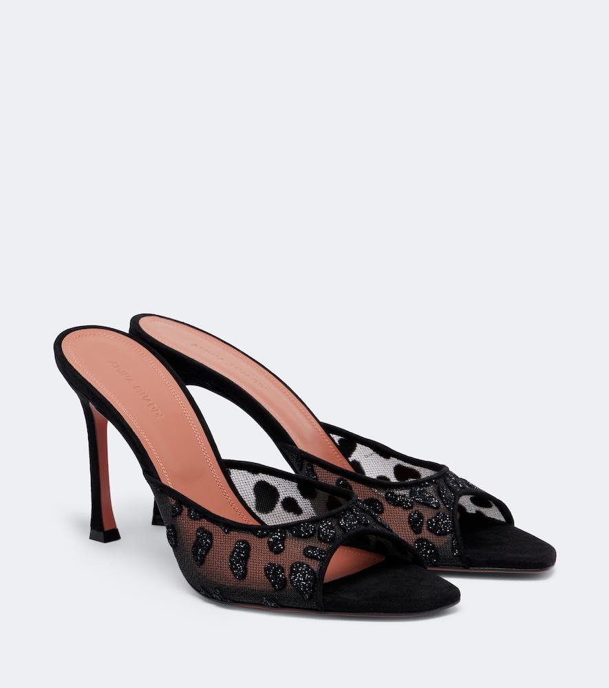 amina muaddi alexa embellished mesh mules