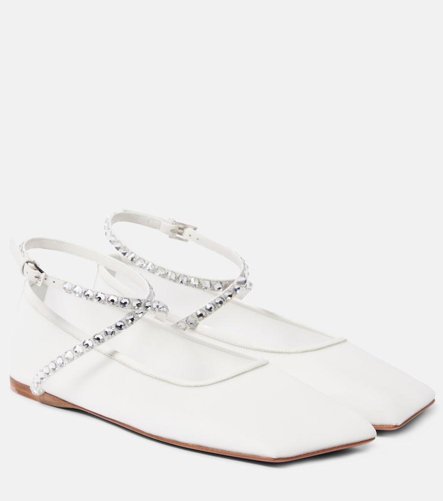amina muaddi ane embellished mesh ballet flats