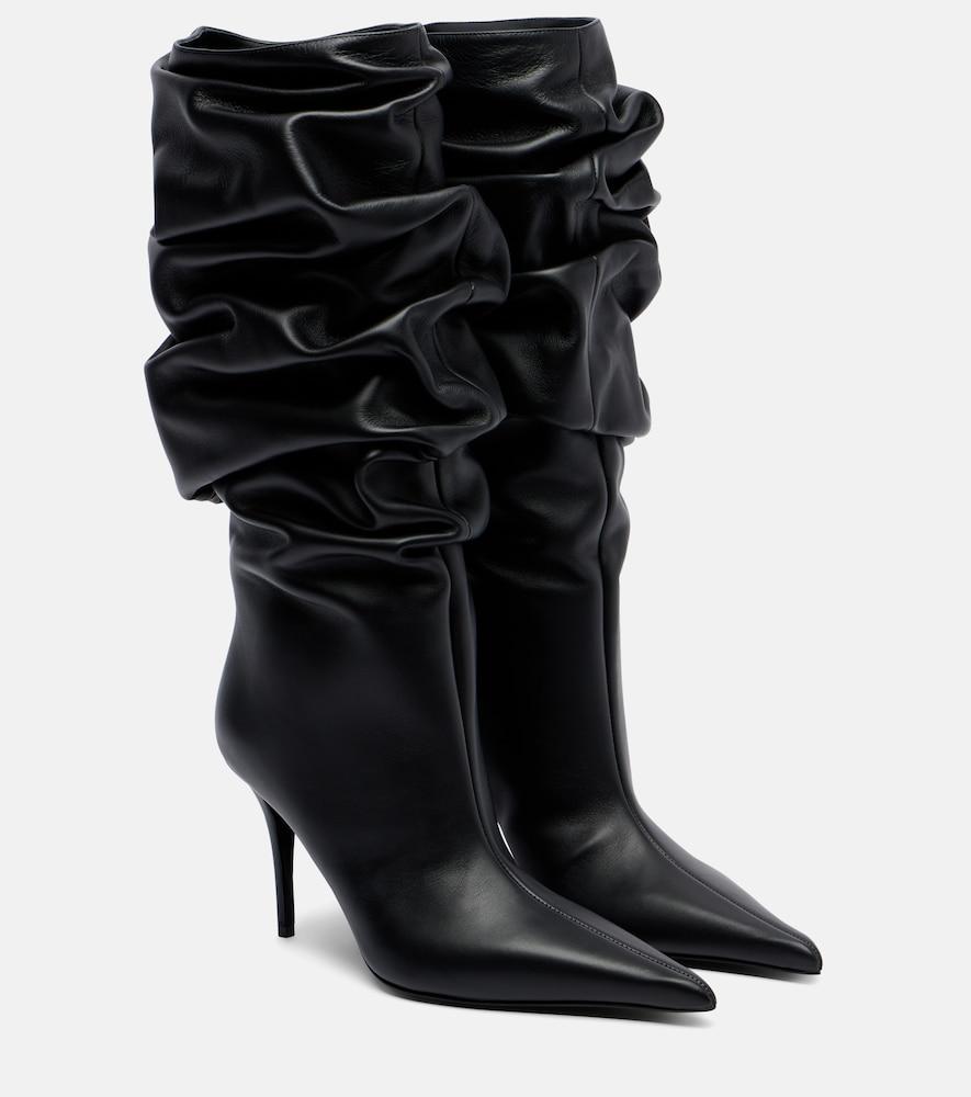 amina muaddi anok 90 leather mid-calf boots