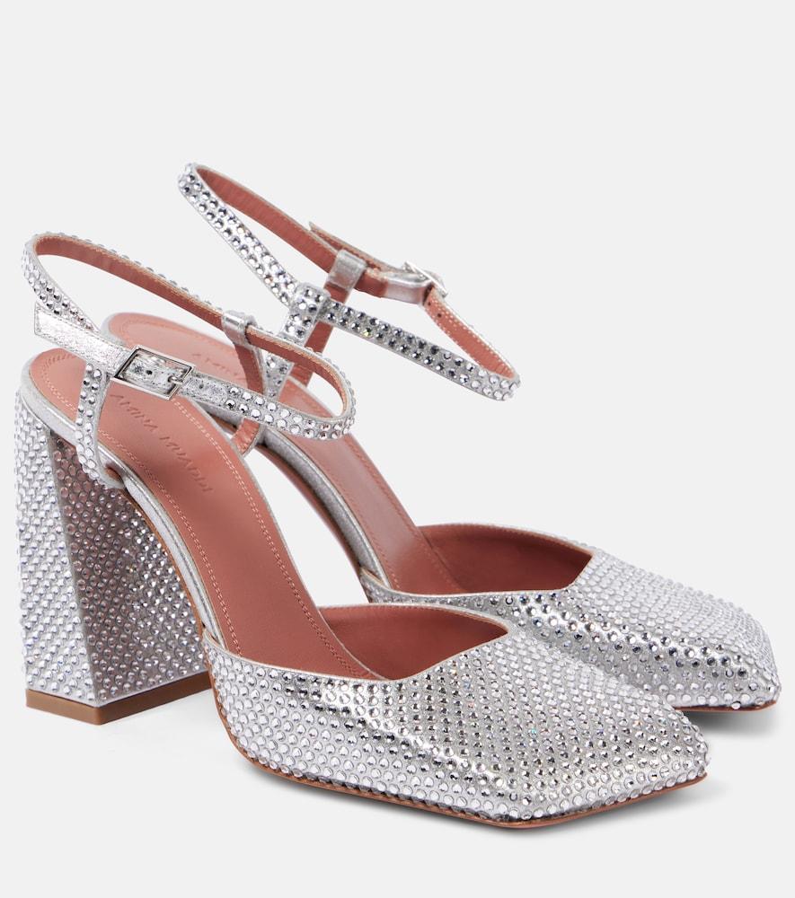 amina muaddi charlotte crystal-embellished satin pumps