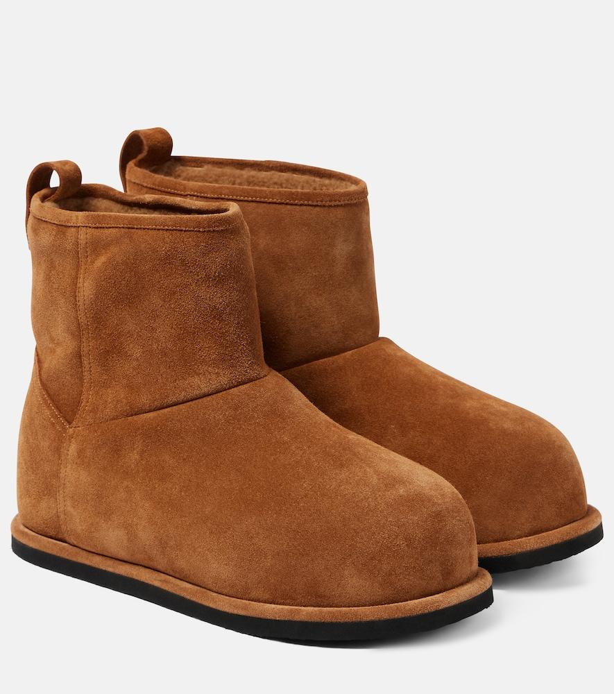 amina muaddi heidi shearling-lined suede ankle boots