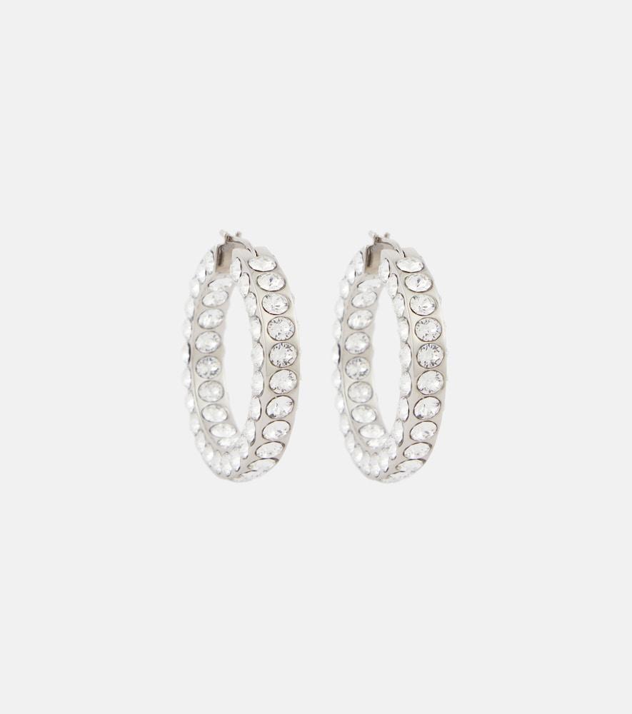 amina muaddi jahleel large crystal-embellished hoop earrings