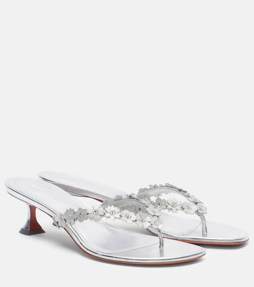 amina muaddi janis embellished leather thong sandals