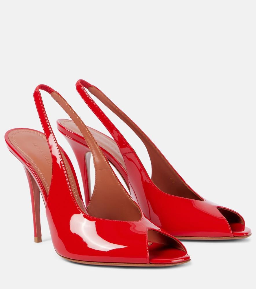 amina muaddi kristina 105 patent leather peep-toe pumps