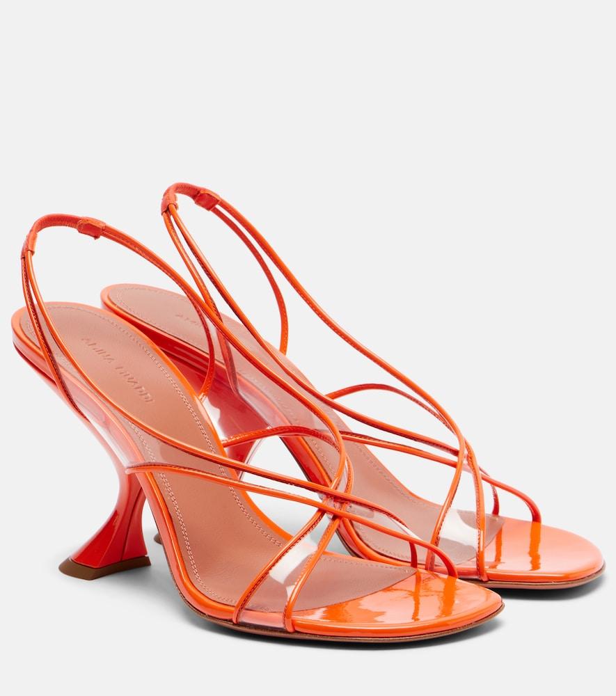 amina muaddi lena 90 pvc and patent leather sandals