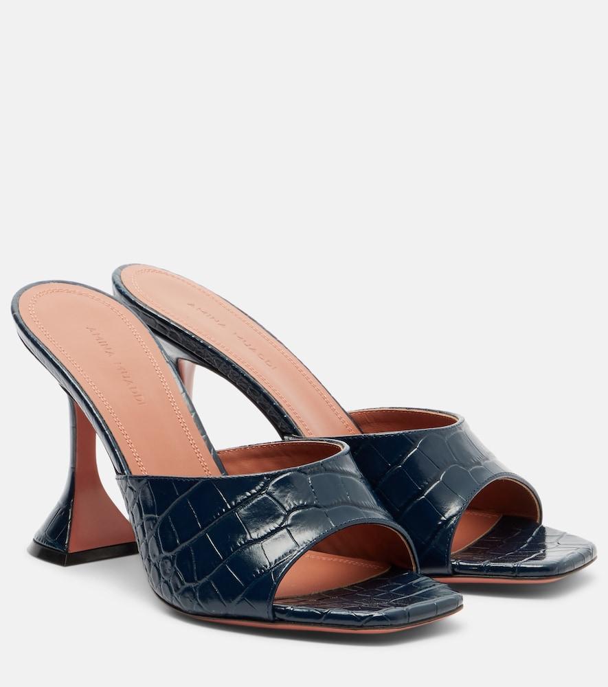 amina muaddi lupita croc-effect leather mules