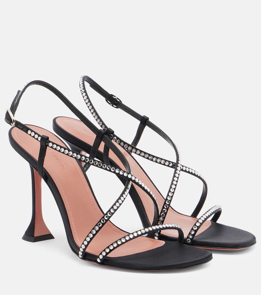 amina muaddi sally crystal-embellished satin sandals