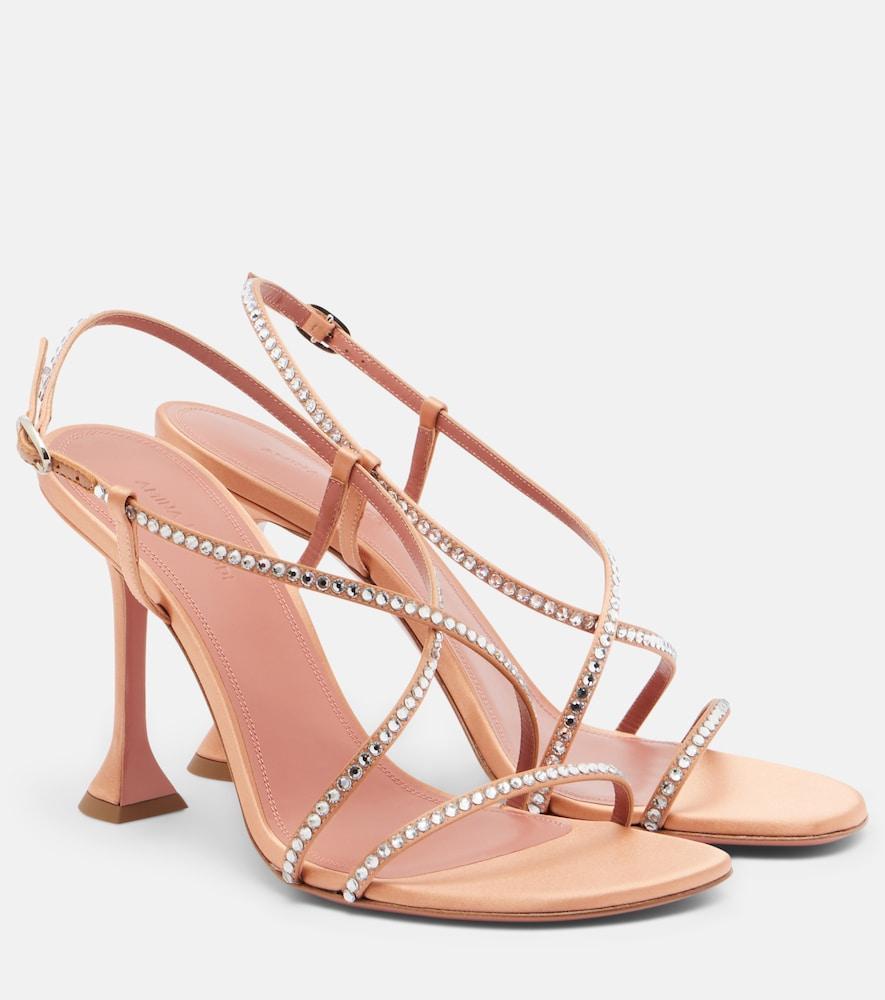 amina muaddi sally crystal-embellished satin sandals