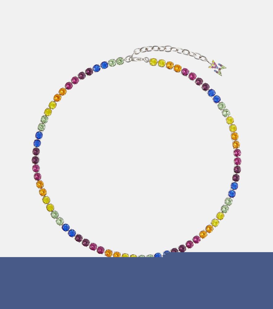 amina muaddi tennis crystal-embellished necklace