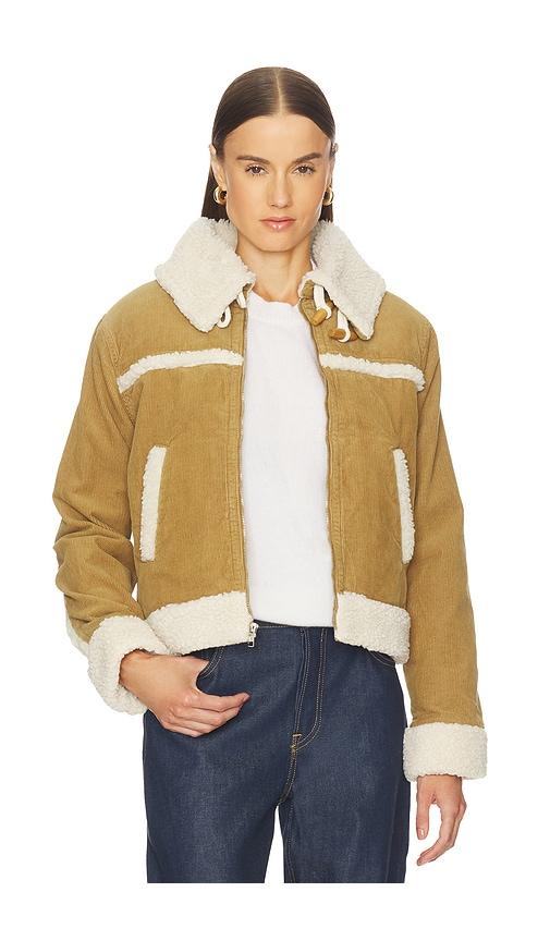 amo denim betty shearling jacket in brown. - size l (also in xs, m)