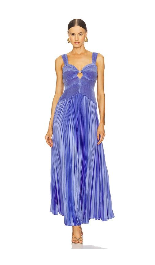 amur alaia pleated gown in blue. - size 4 (also in 6)