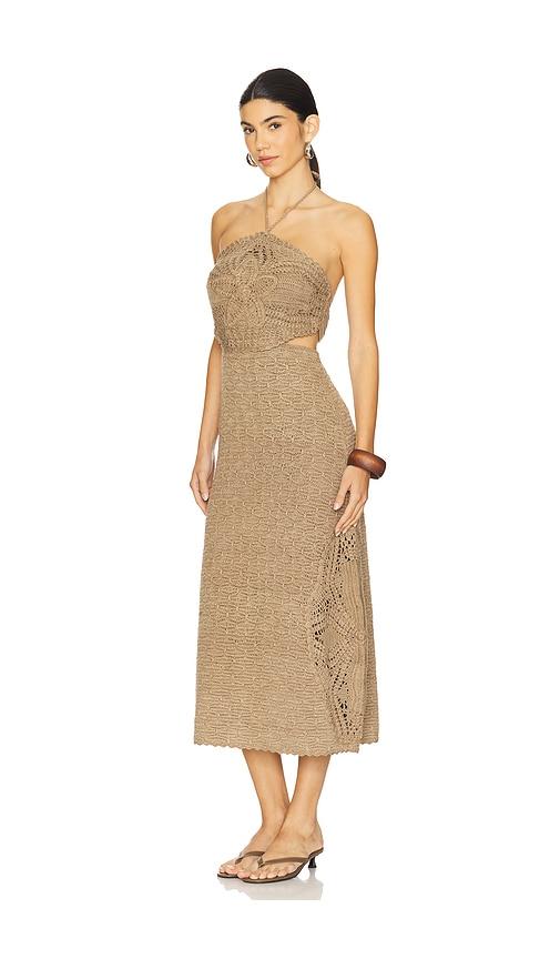 amur clara knit midi dress in brown. - size l (also in m, s)