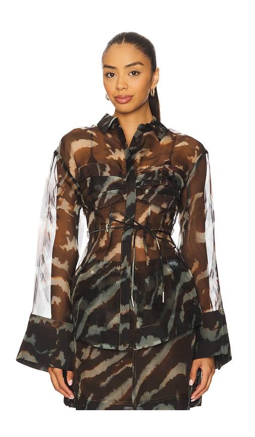 amur clea blouse in brown. - size 0 (also in 4, 6, 8)