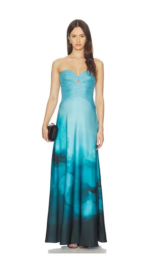amur cova printed gown in blue. - size 0 (also in 2, 4, 6)