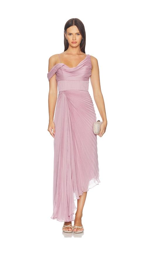 amur joelle pleated draped gown in pink. - size 0 (also in 00, 2, 4, 10, 12)