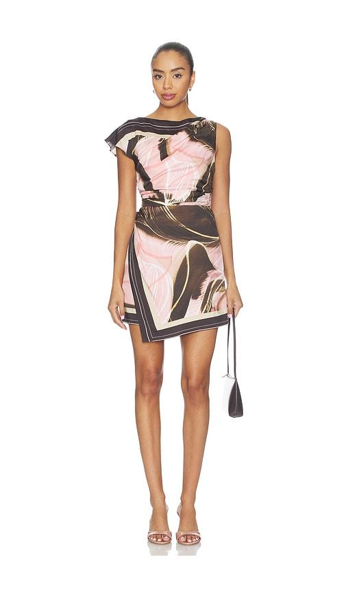 amur jovie asymmetrical mini dress in brown. - size 0 (also in 4, 8)