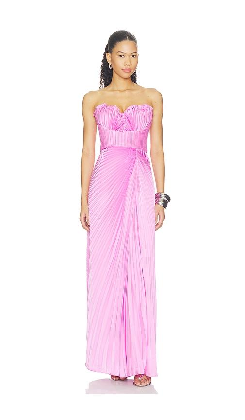 amur kaylani pleated gown in pink. - size 0 (also in 2, 4, 6, 8, 10, 12)