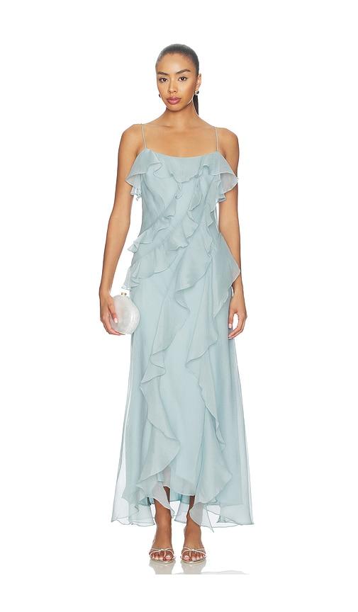 amur ruthie cascade maxi dress in blue. - size 0 (also in 00, 2, 4)