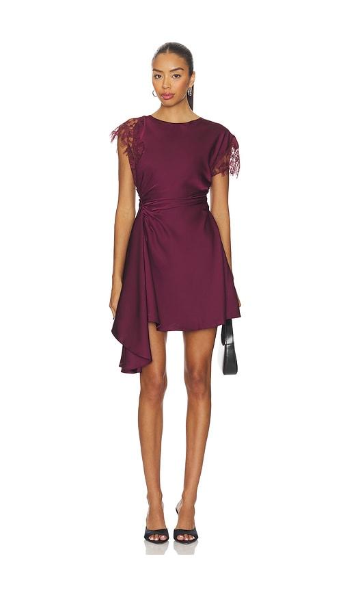 amur zina ruched mini dress in burgundy. - size 0 (also in 2, 4, 6)