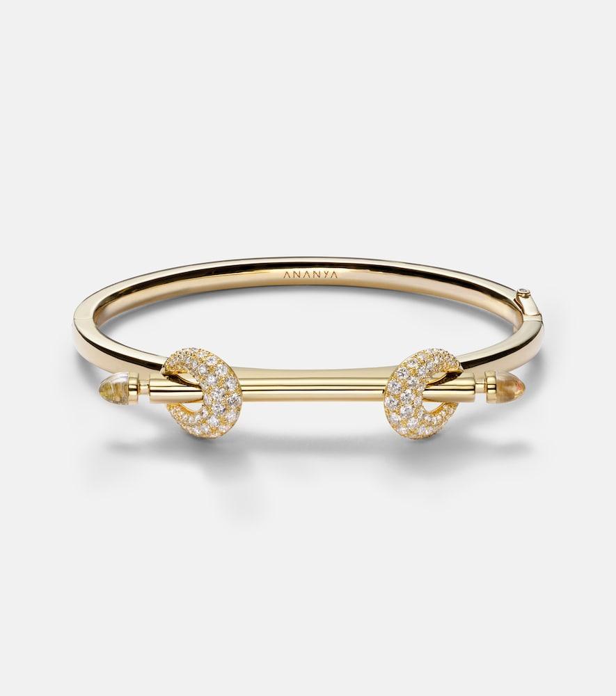 ananya chakra icon 18kt gold bracelet with diamonds and quartz