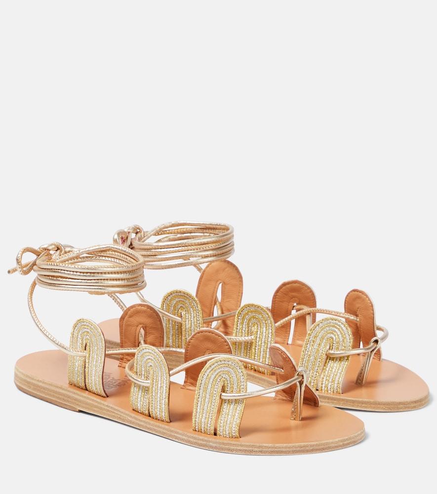 ancient greek sandals aristides metallic leather sandals